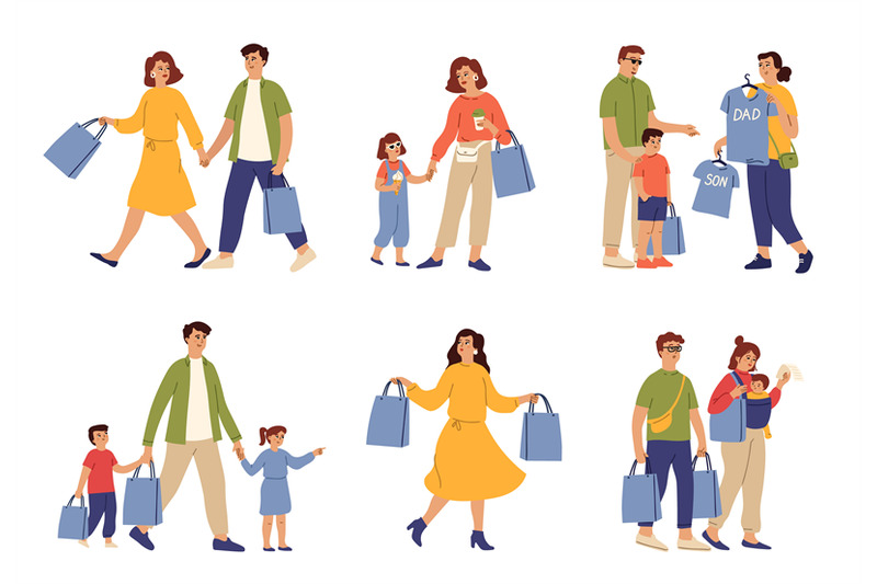 family-shopping-woman-food-bag-couple-running-to-shop-mom-carry-bag