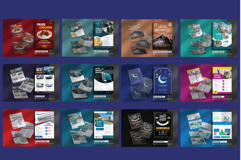 bundle-174-flyers-template-design-with-variety-of-business-themes