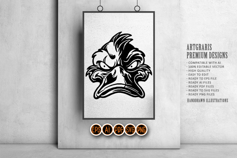 bad-duck-clipart-black-and-white-mascot