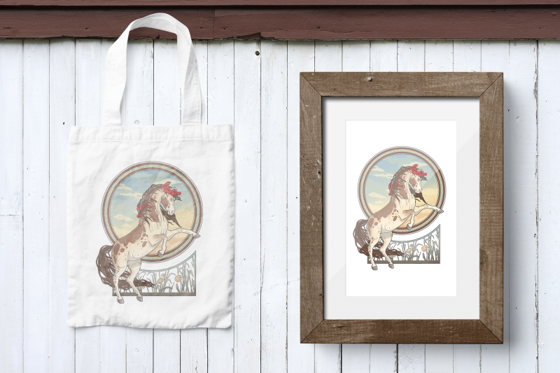 posters-set-beautiful-horses-art-deco-style-png