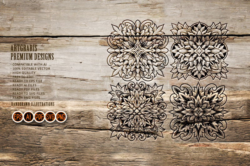 floral-ornaments-pattern-set-silhouette