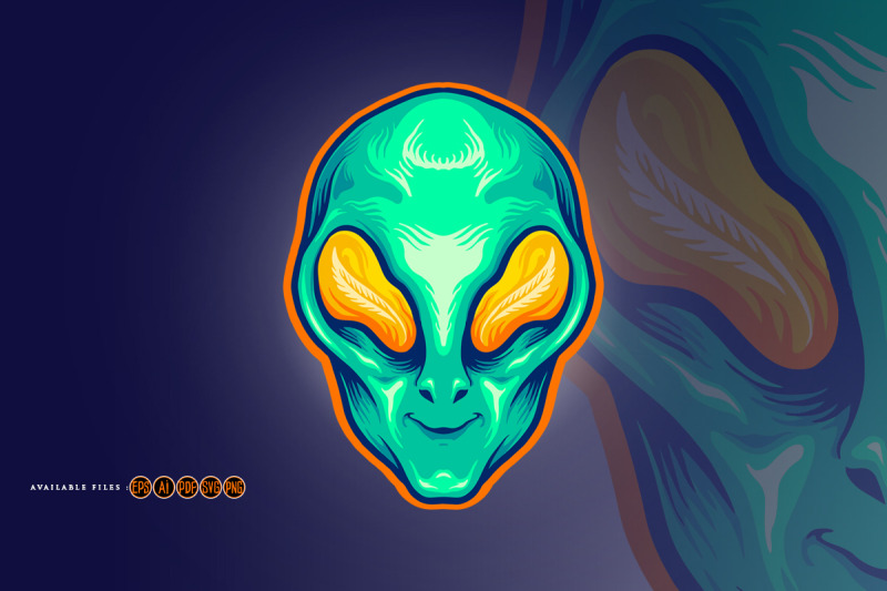 head-alien-green-smile-cartoon-mascot