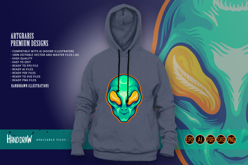 head-alien-green-smile-cartoon-mascot