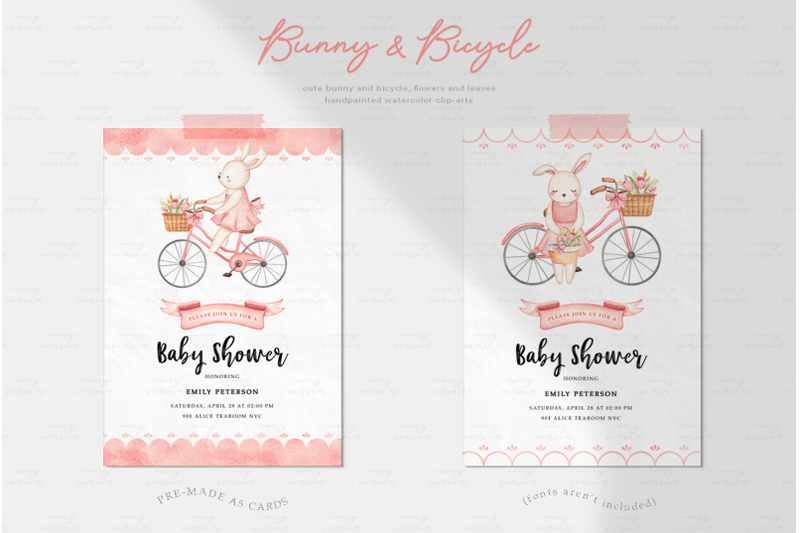 bunny-amp-bicycle-watercolor-clip-arts