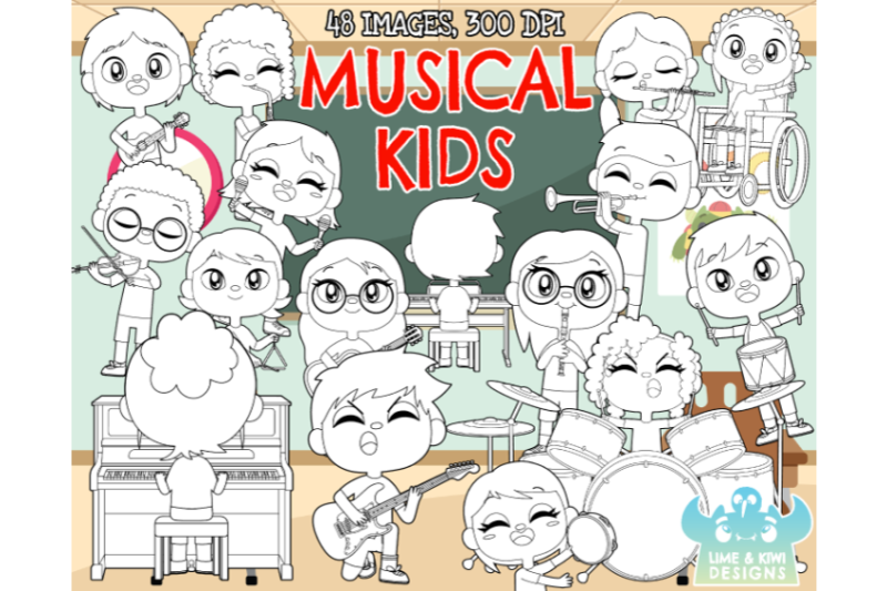 musical-kids-digital-stamps-lime-and-kiwi-designs