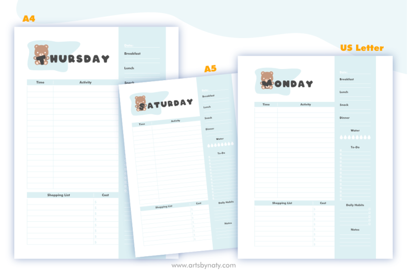 daily-planner-with-my-teddy-bear-kdp-interior