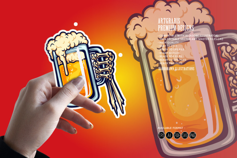 cheers-beer-glass-toast-hand-bones