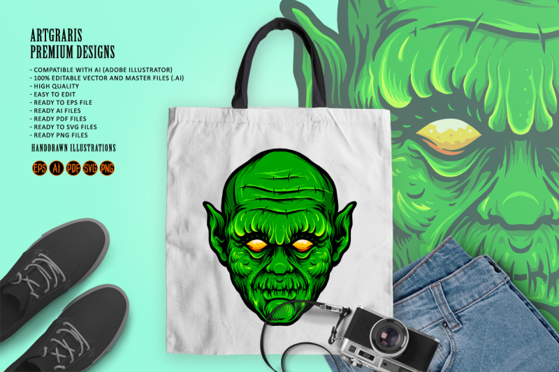 green-head-monster-isolated-halloween