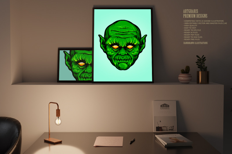 green-head-monster-isolated-halloween