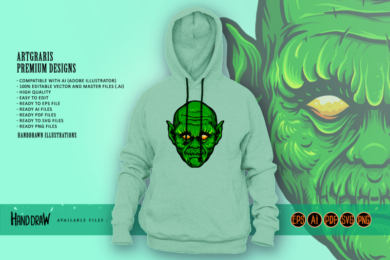 green-head-monster-isolated-halloween