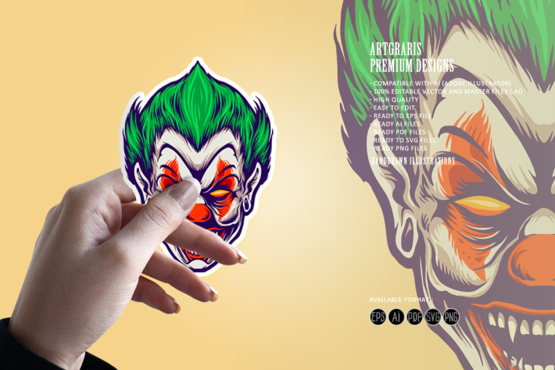 head-angry-joker-clown-illustrations