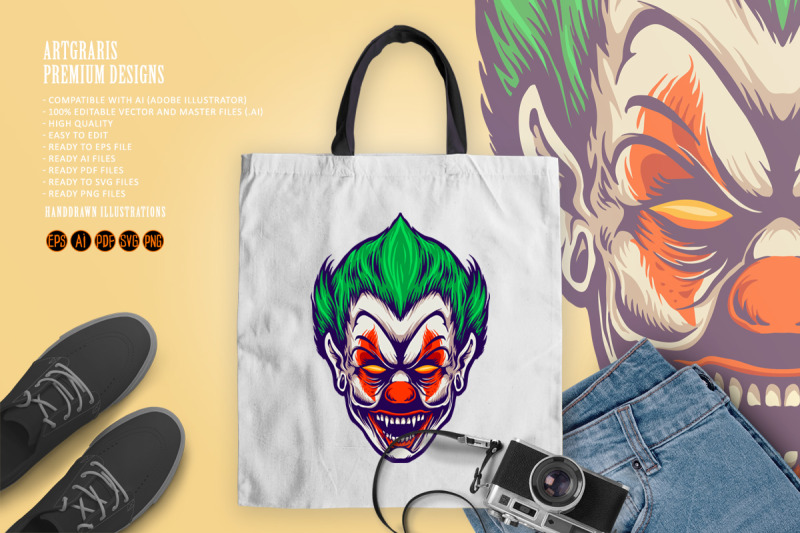 head-angry-joker-clown-illustrations