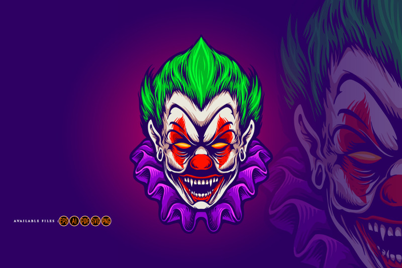 clown-head-joker-vampire-horror-illustrations