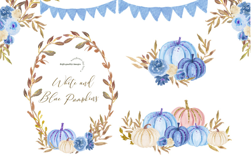 white-and-blue-pumpkin-clipart-blue-flowers-pumpkin-illustration