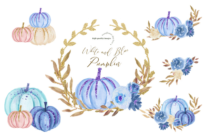 white-and-blue-pumpkin-clipart-blue-flowers-pumpkin-illustration