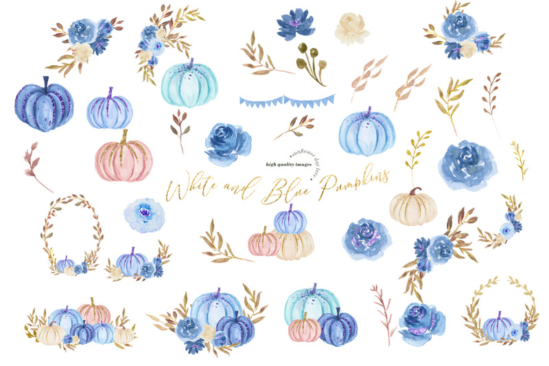 white-and-blue-pumpkin-clipart-blue-flowers-pumpkin-illustration