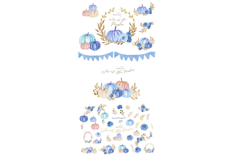 white-and-blue-pumpkin-clipart-blue-flowers-pumpkin-illustration