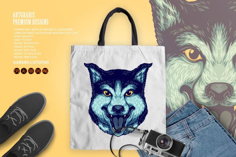 wolf-head-smiley-mascot-illustrations