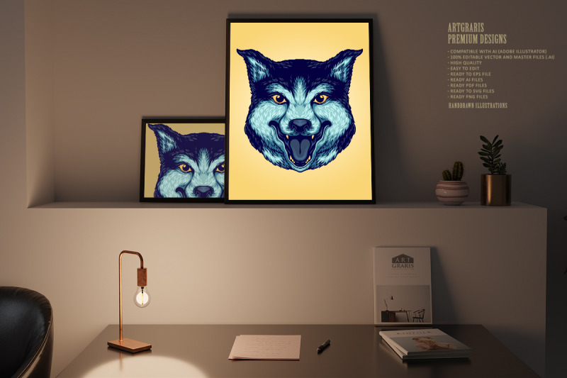 wolf-head-smiley-mascot-illustrations