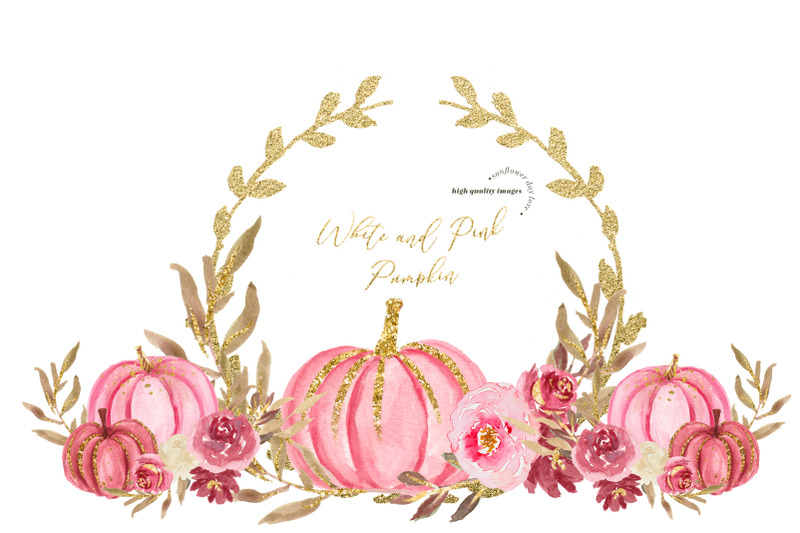 pink-and-white-pumpkin-clipart-watercolor-fall-pumpkin-pink-flowers