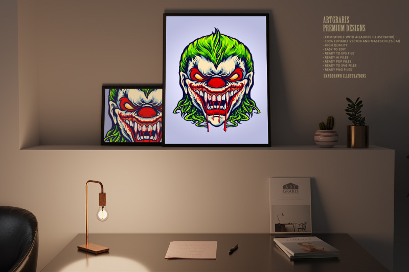 evil-angry-joker-blood-vampire-illustrations