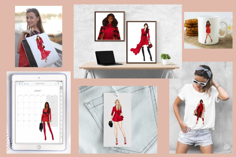 girls-in-red-3-fashion-clipart-set