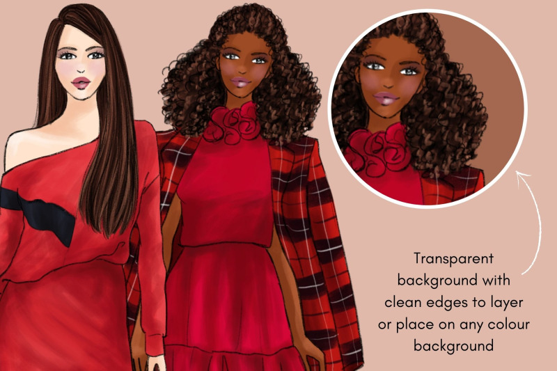 girls-in-red-3-fashion-clipart-set