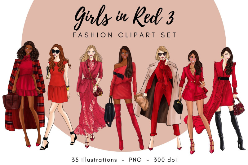 girls-in-red-3-fashion-clipart-set