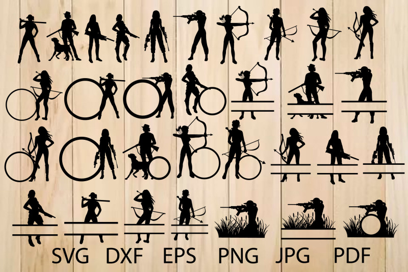 huntress-silhouette-female-funting-hunting-monogram-frames