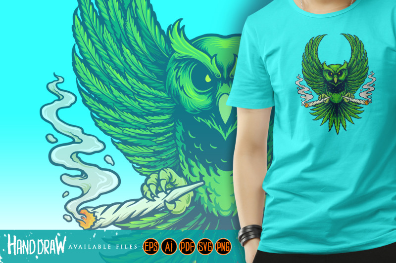 weed-owl-smoking-cannabis-illustrations