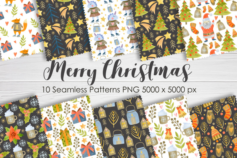 watercolor-christmas-seamless-patterns