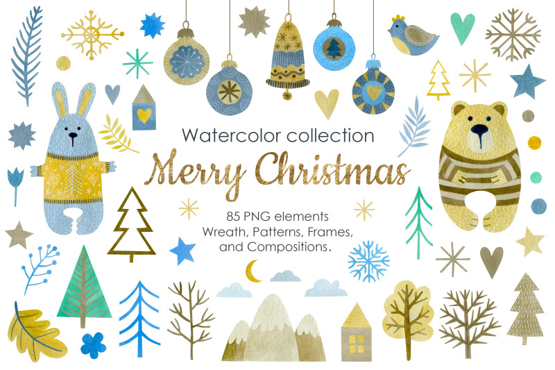 watercolor-merry-christmas-collection