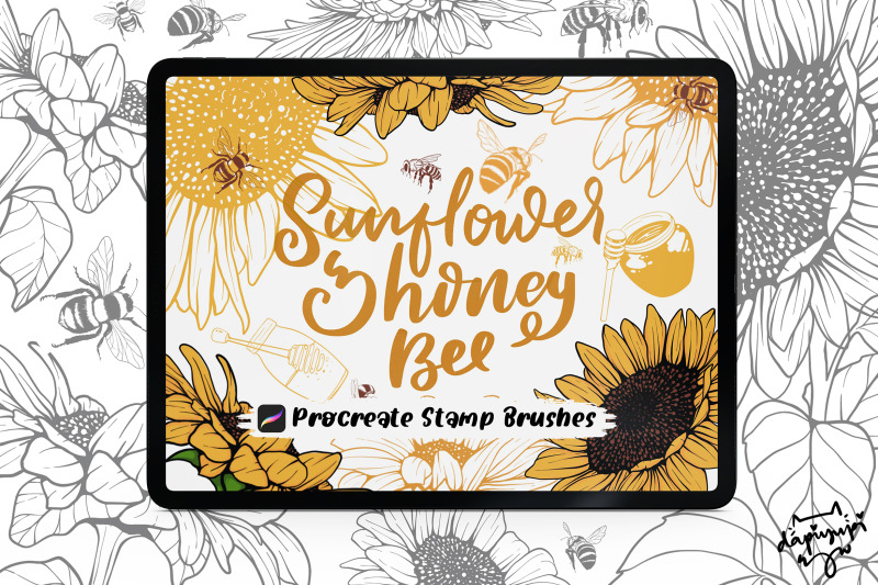 sunflower-procreate-stamp-brushes