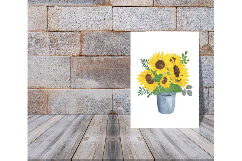 sunflower-watercolor-bouquet-sunflower-floral-clipart