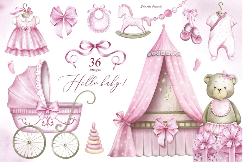 baby-girl-shower-pink-nursery-cute-animals-watercolor-clipart
