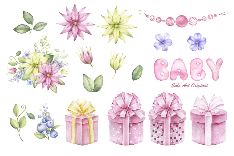 baby-girl-shower-pink-nursery-cute-animals-watercolor-clipart