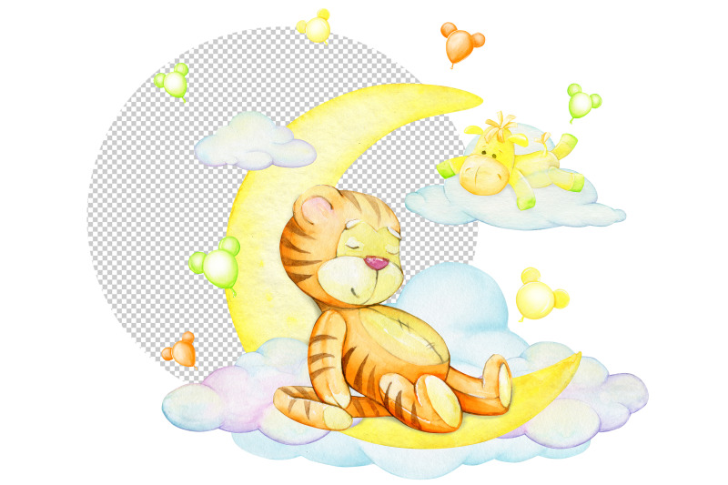 cute-tiger-clipart-with-watercolor-illustration-snail-mushroom-clip