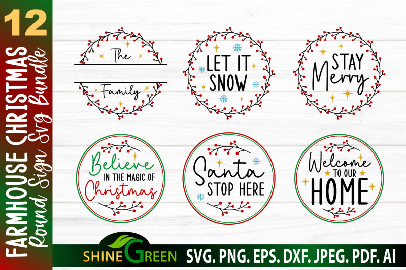 christmas-svg-bundle-12-farmhouse-christmas-round-sign-svg-bundle