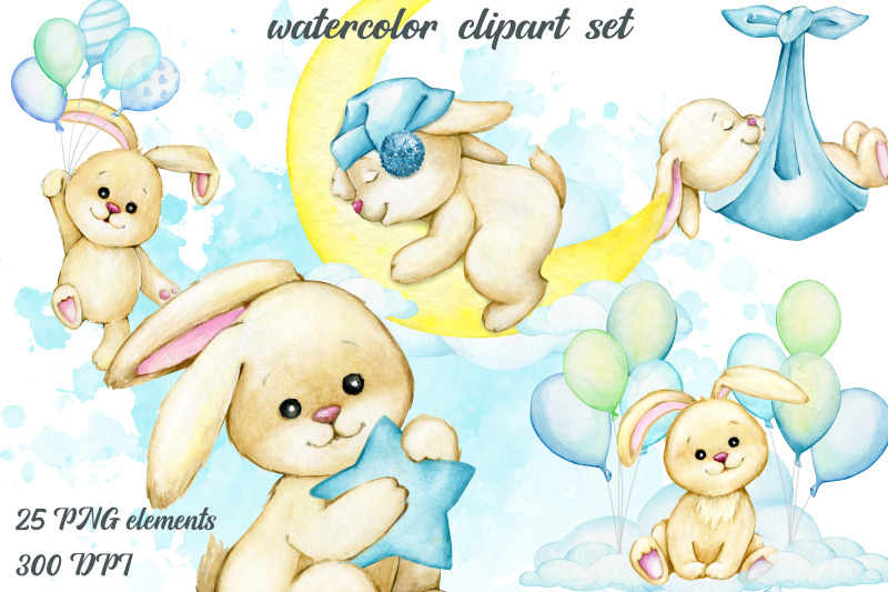 cute-bunny-watercolor-animals-moon-clouds-balloons-baby-shower-cli