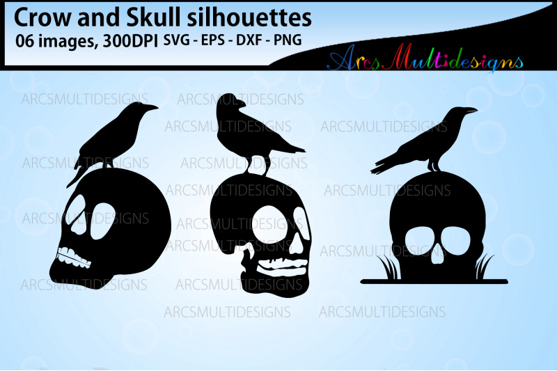 halloween-crow-and-skull-silhouette