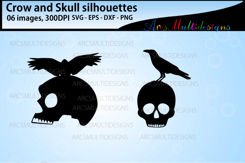 halloween-crow-and-skull-silhouette