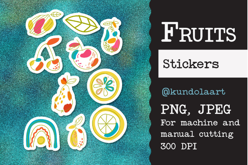 stickers-fruits-apple-lemon-pear-cherry-png