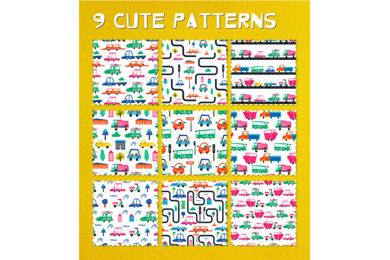cars-in-the-city-clipart-patterns