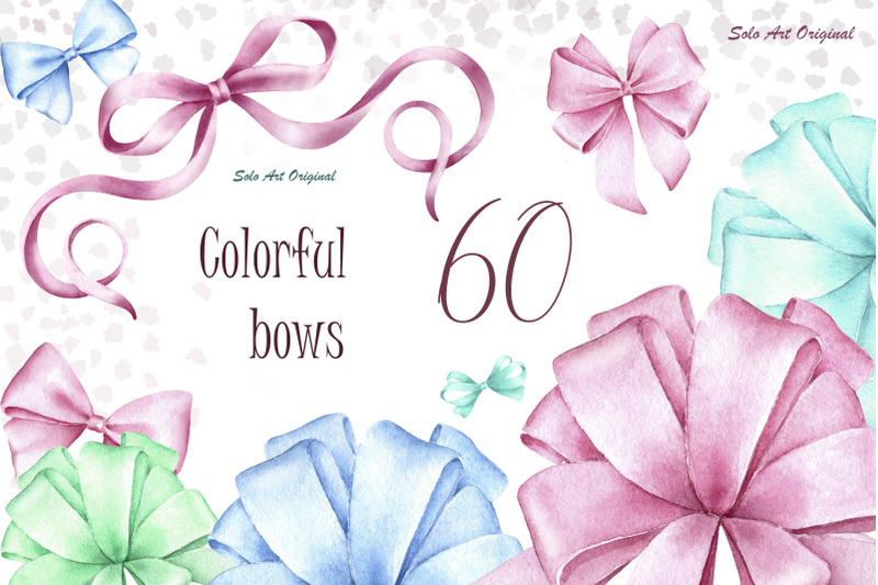 multi-colored-bows-clipart-set-watercolor-individual-elements-png