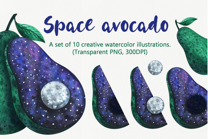 avocado-with-space-watercolor-clipart-with-stylized-fruits
