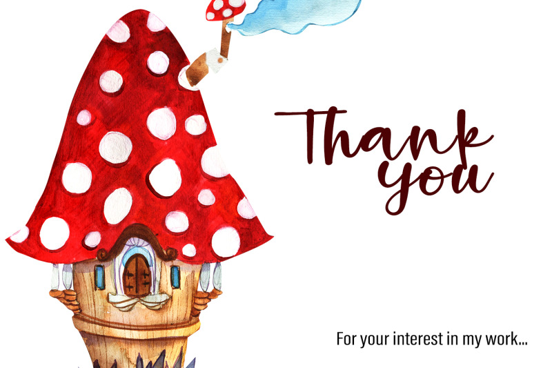 watercolor-set-of-beautiful-mushroom-houses