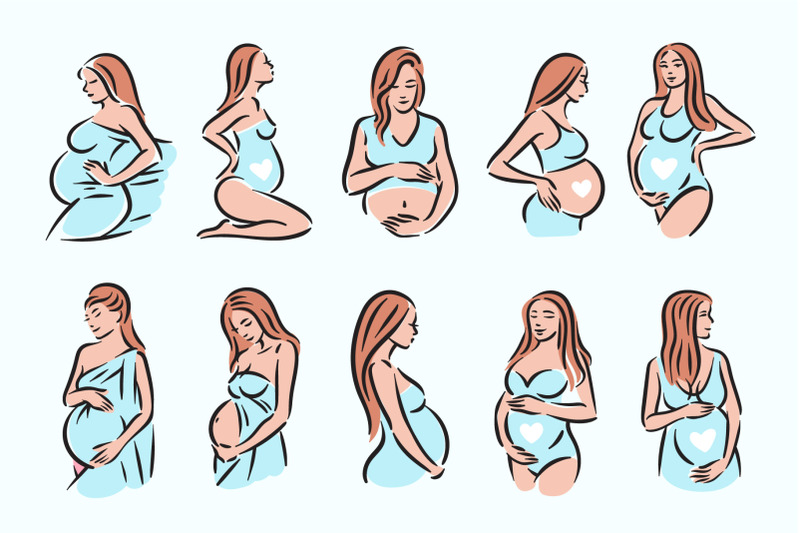 pregnancy-woman-illustration-set