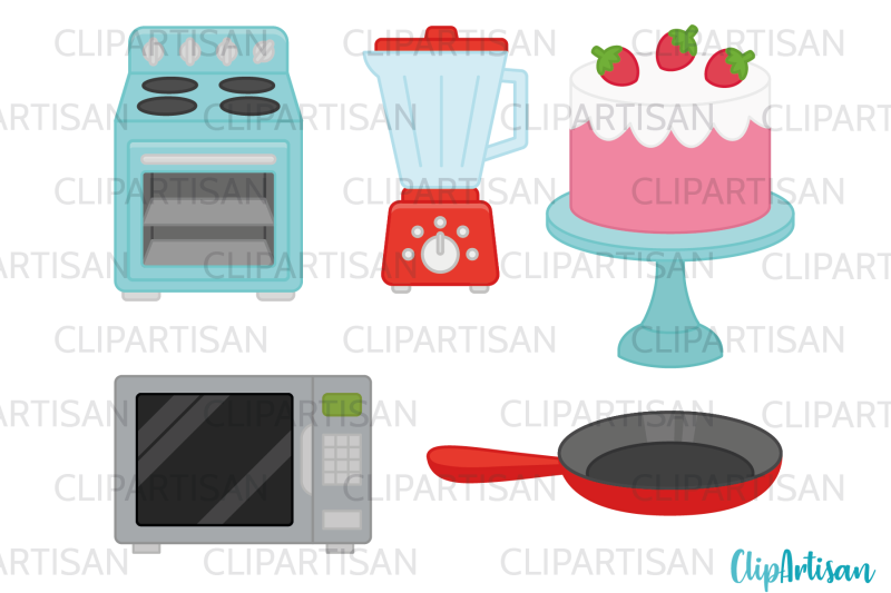 kitchen-baking-and-cooking-tools-clip-art-retro-red-and-blue