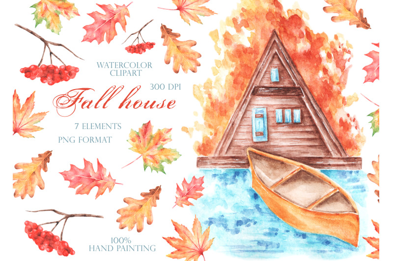 autumn-house-watercolor-clipart-leaf-fall-cozy-home-landscape