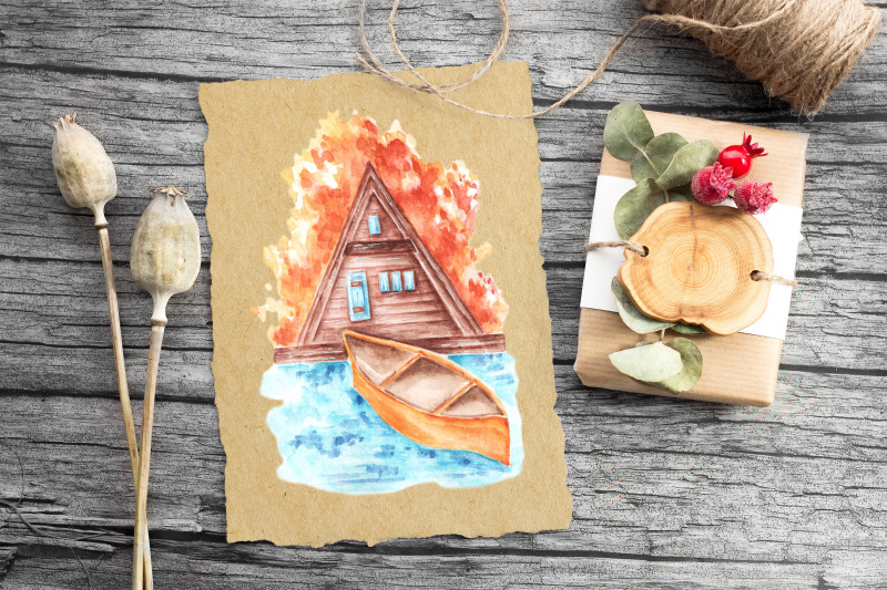 autumn-house-watercolor-clipart-leaf-fall-cozy-home-landscape